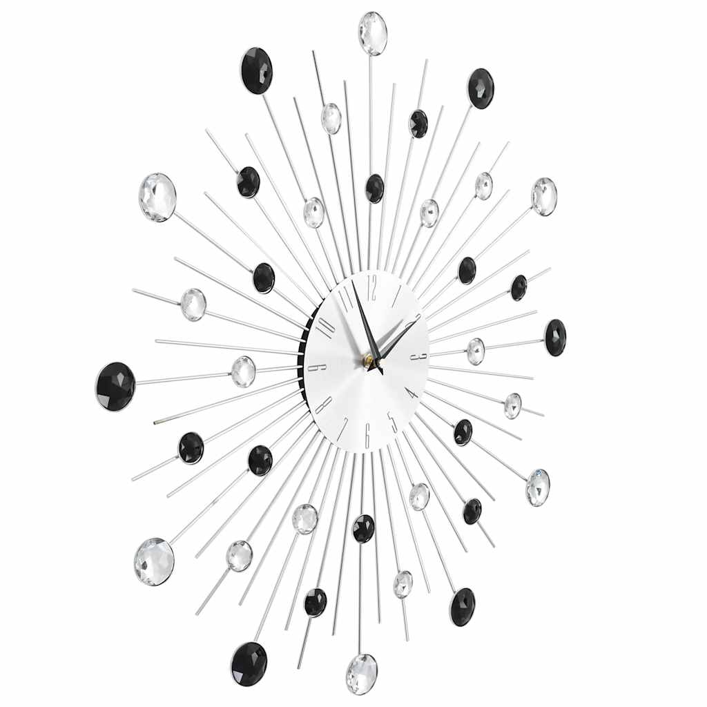 vidaXL Wall Clock | Silver and black | Aluminium frame with acrylic beads 3