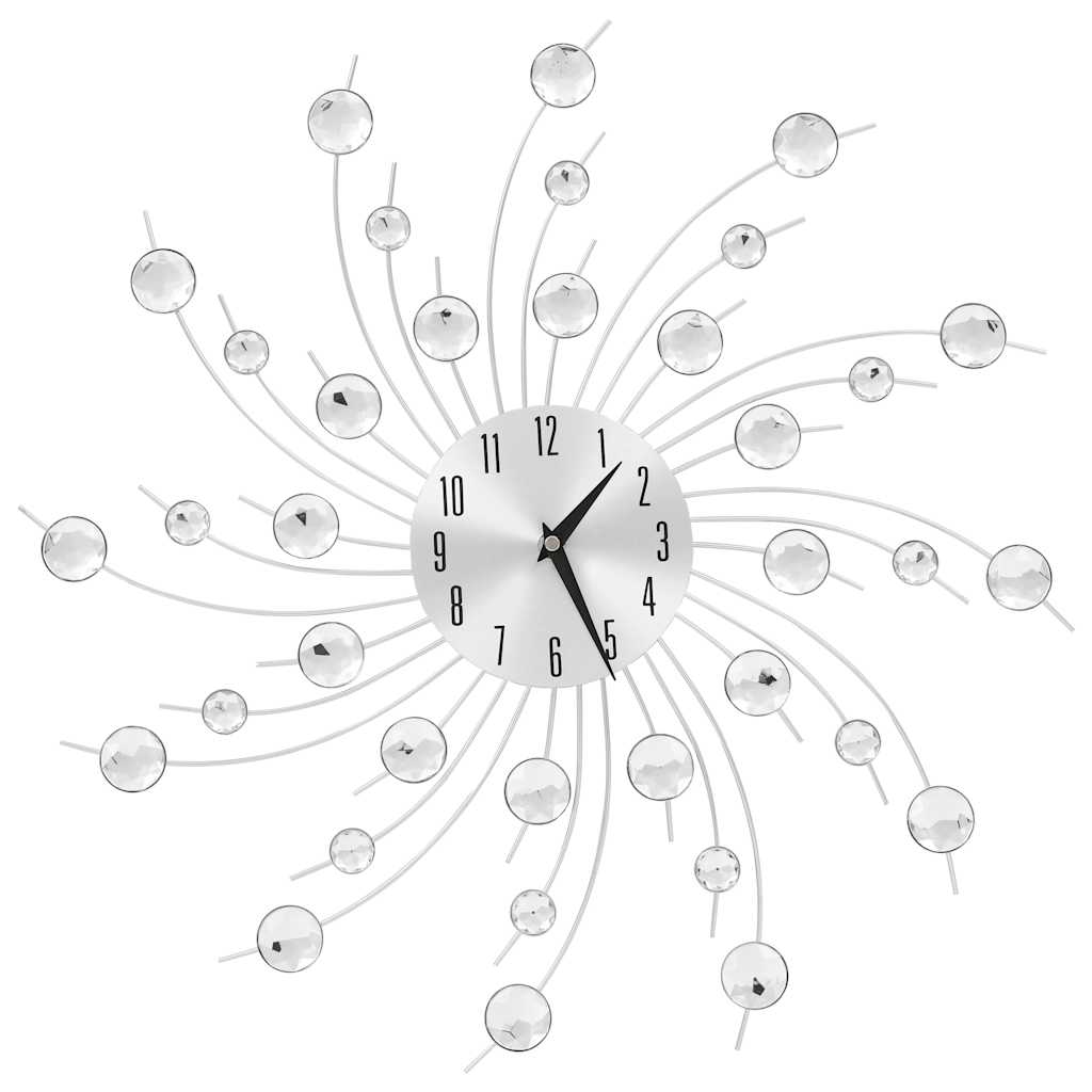 vidaXL Wall Clock | Silver | Aluminium, Acrylic | Large | Decorative Inlays 1