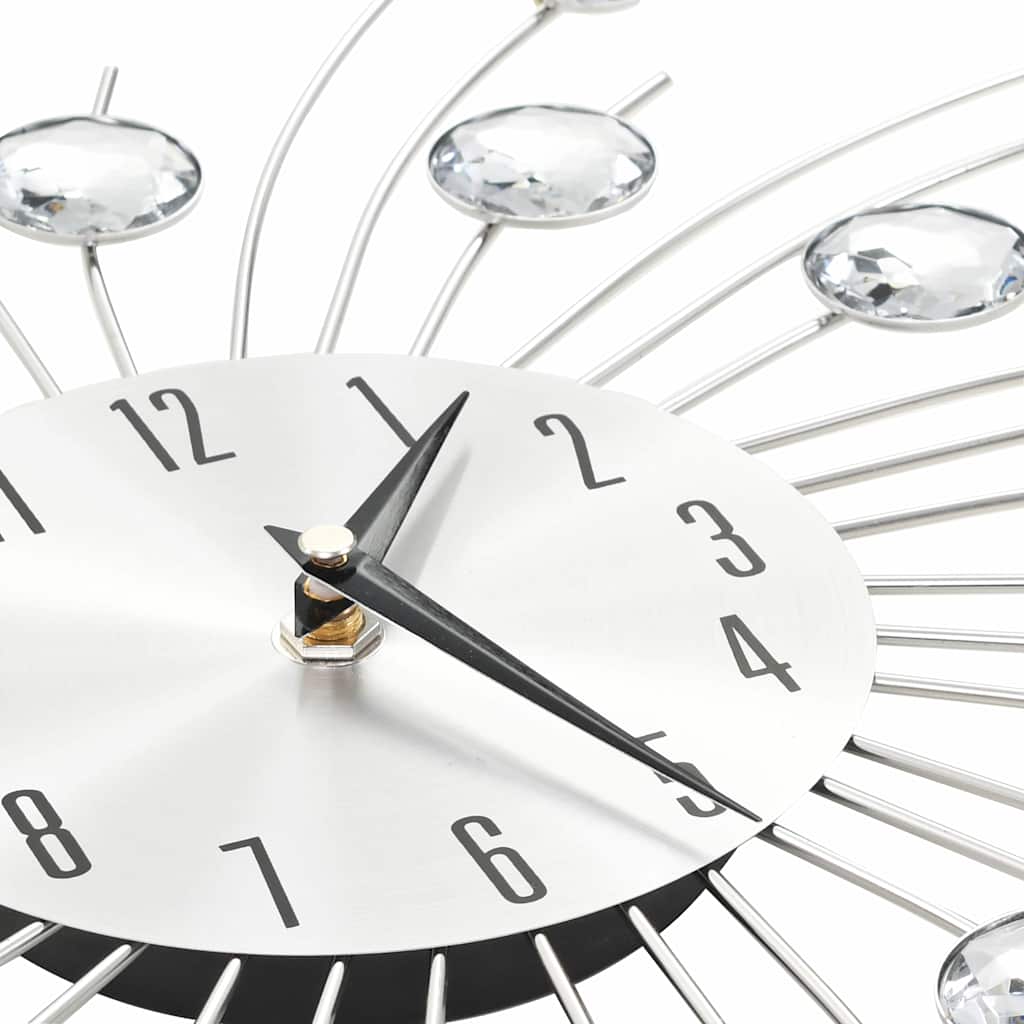 vidaXL Wall Clock | Silver | Aluminium, Acrylic | Large | Decorative Inlays 4