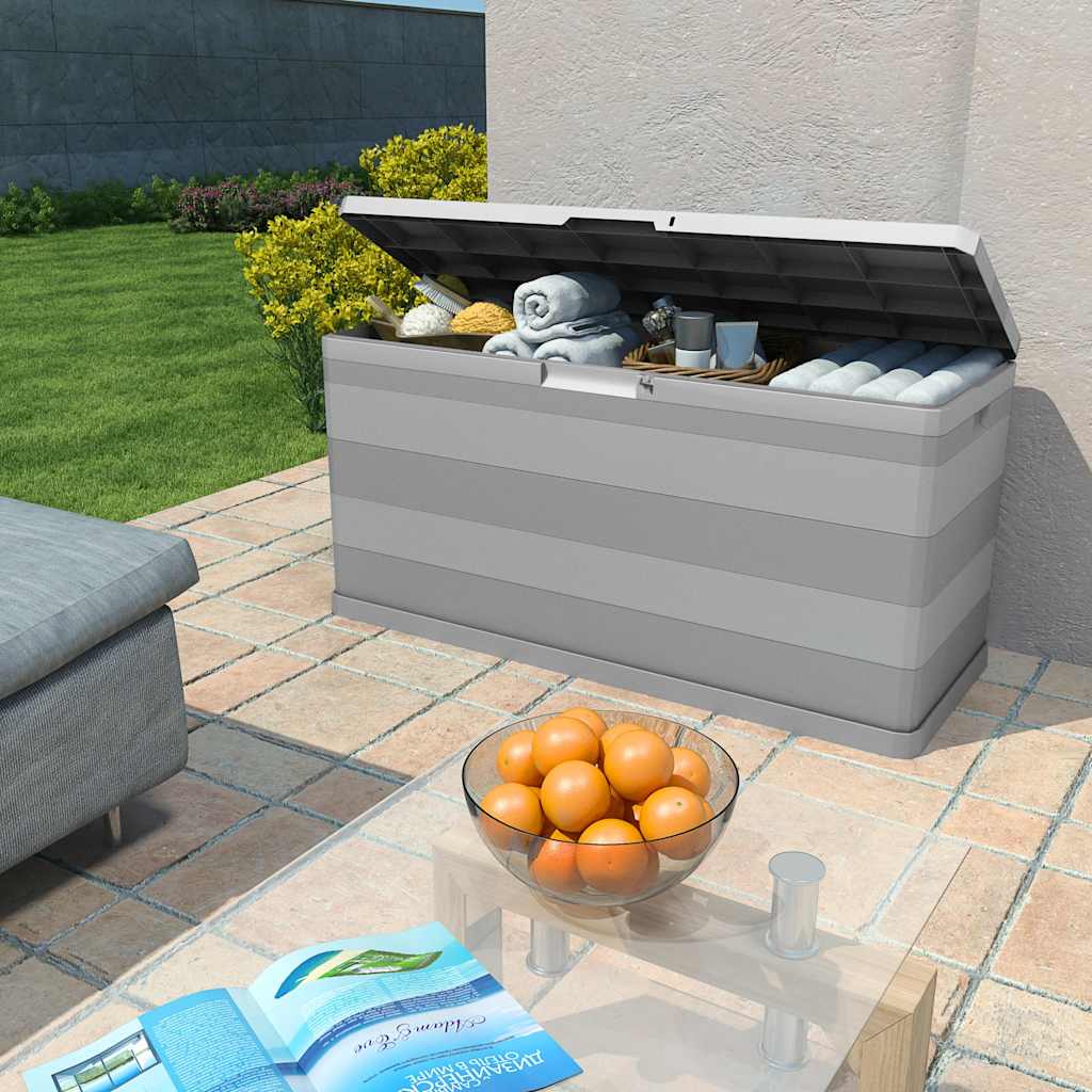 vidaXL Outdoor Storage Box | Light grey | Polypropylene | 117x45x56 cm 2