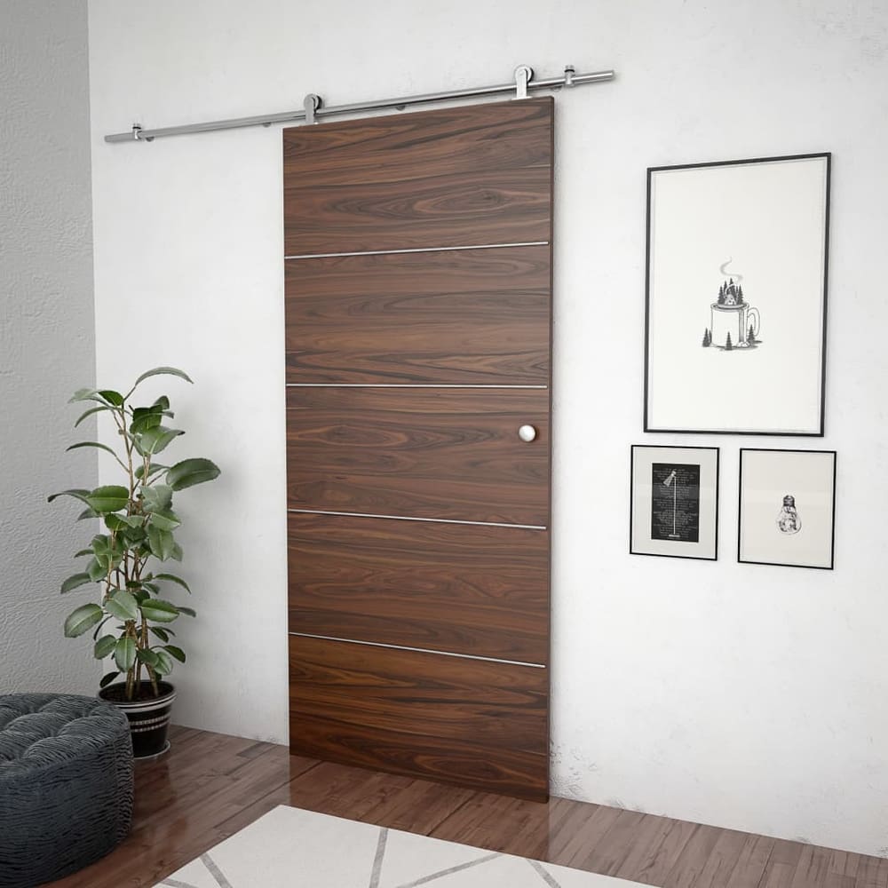 142825 vidaXL Sliding Door Hardware Kit 183 cm Stainless Steel Silver 3