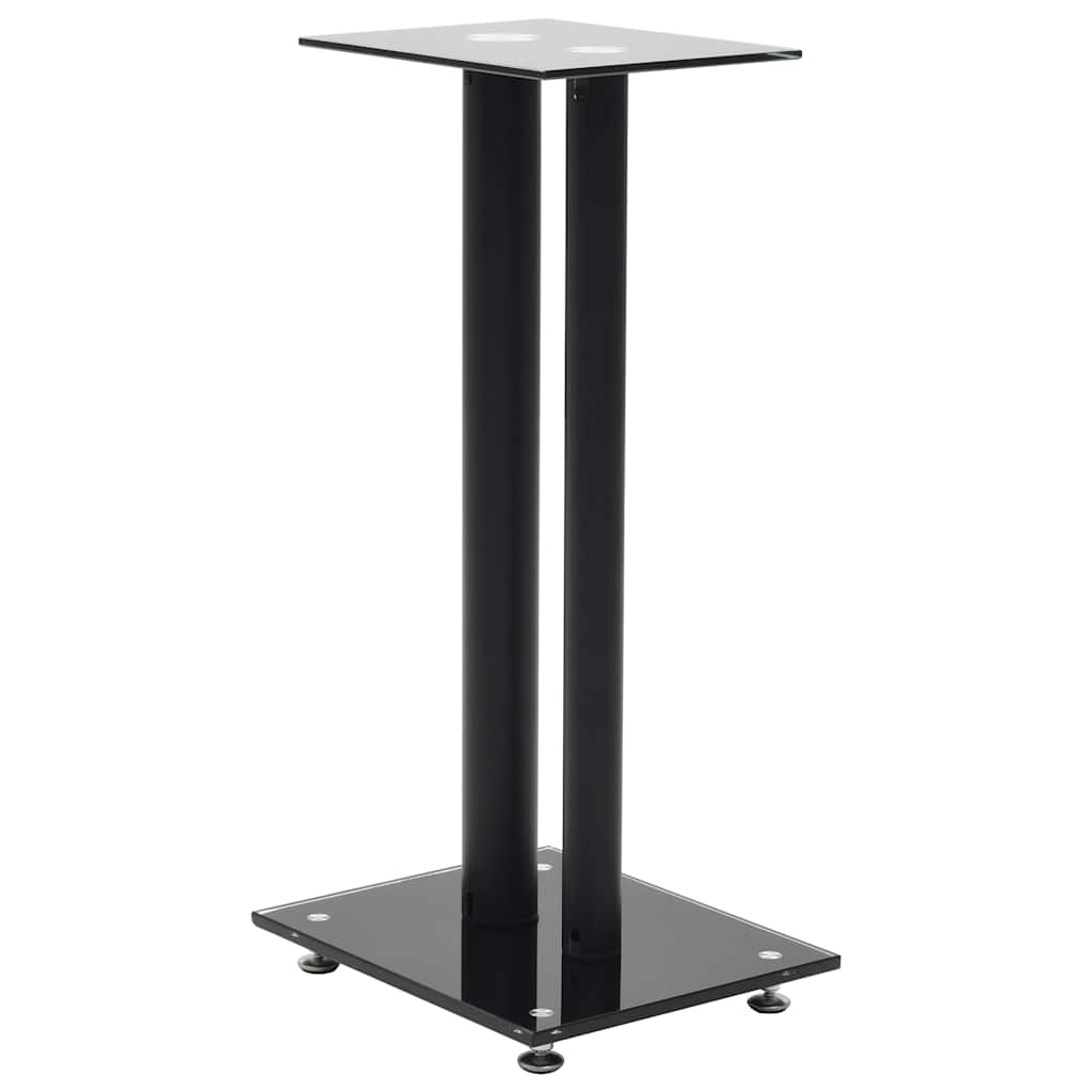 vidaXL Speaker Stands 2 pcs Tempered Glass 2 Pillars Design Black 2