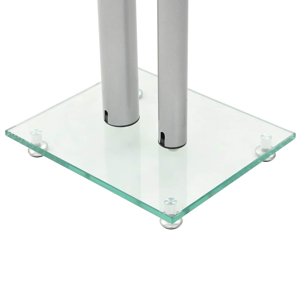 vidaXL Speaker Stands 2 pcs Tempered Glass 2 Pillars Design Silver 5