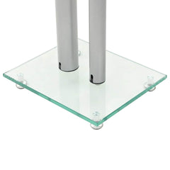 vidaXL Speaker Stands 2 pcs Tempered Glass 2 Pillars Design Silver 5