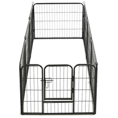 Dog Playpen 8 Panels Steel Black 8-panel
