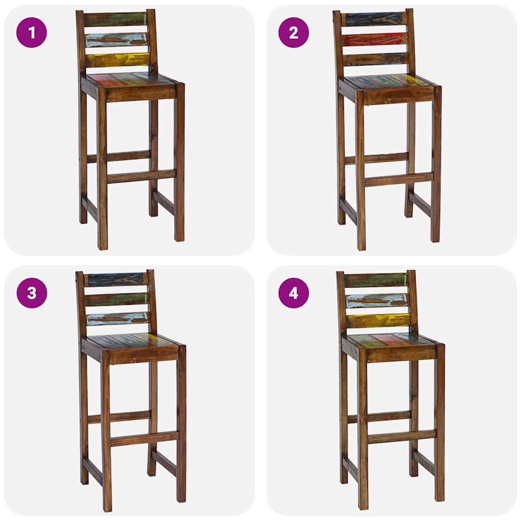 vidaXL Bar Stools 2 pcs Solid Reclaimed Wood 3