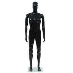 Full Body Mannequin with Glass Base Glossy 185 cm Black Male