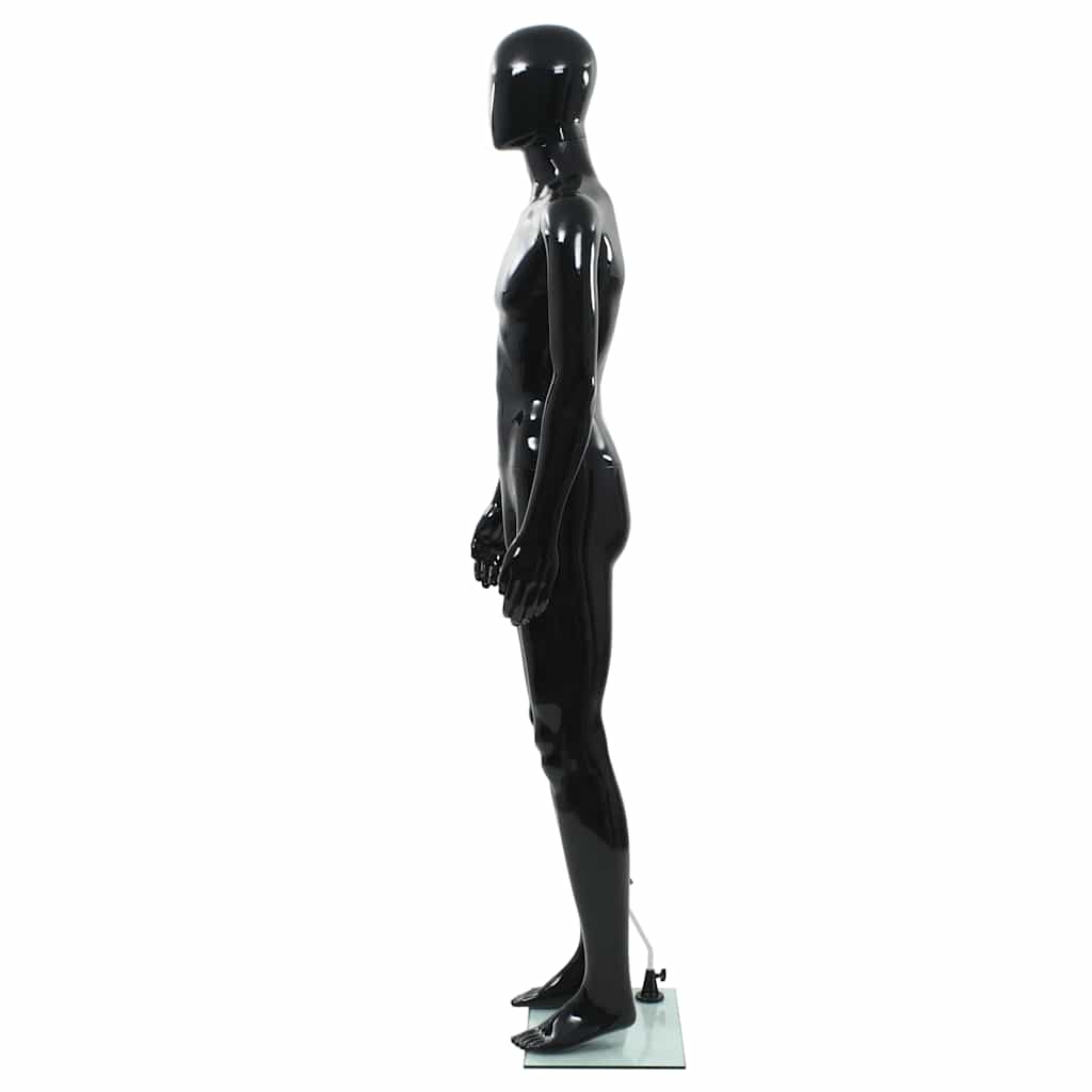 Full Body Mannequin with Glass Base Glossy 185 cm Black Male