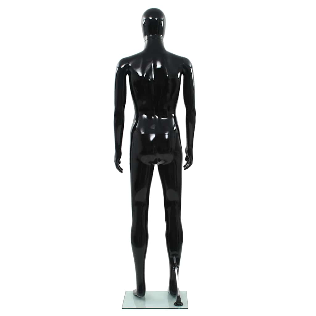 Full Body Mannequin with Glass Base Glossy 185 cm Black Male