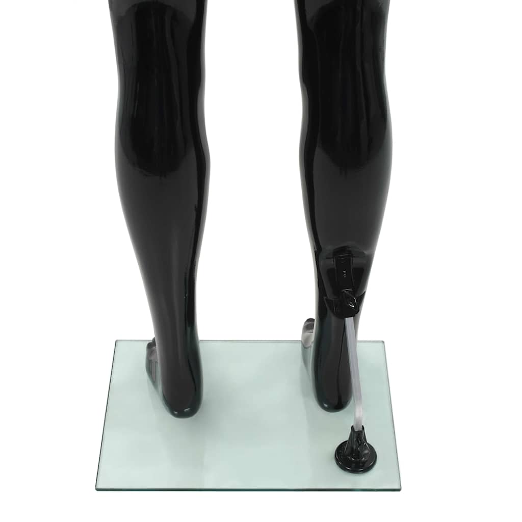 Full Body Mannequin with Glass Base Glossy 185 cm Black Male