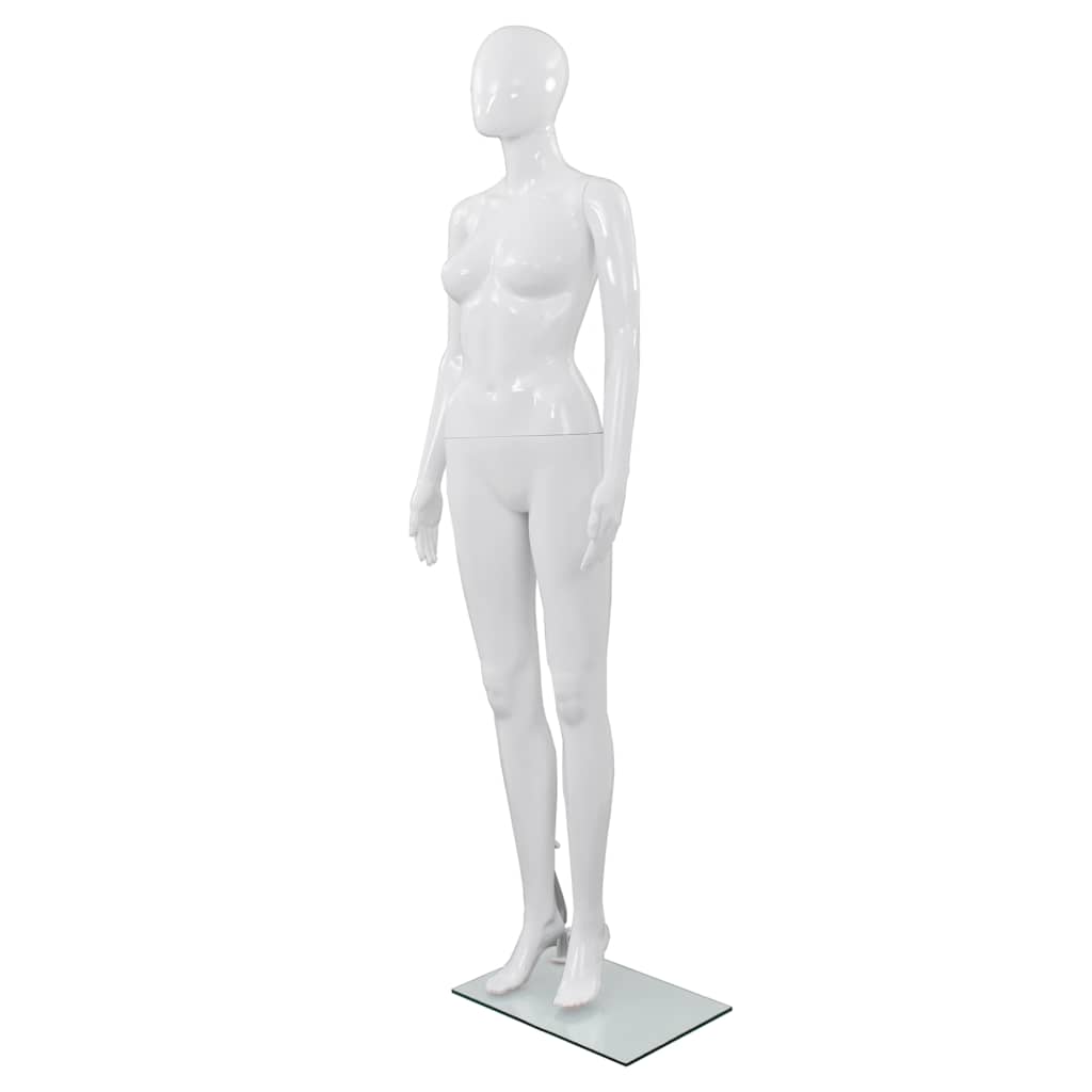 Full Body Mannequin with Glass Base Glossy 185 cm White Female