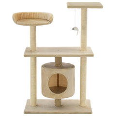vidaXL Cat Tree | Beige | Engineered wood, sisal rope, plush fabric | Medium 3