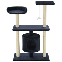 vidaXL Cat Tree | Dark Blue | Engineered wood, Carton, Plush fabric, Sisal rope 3
