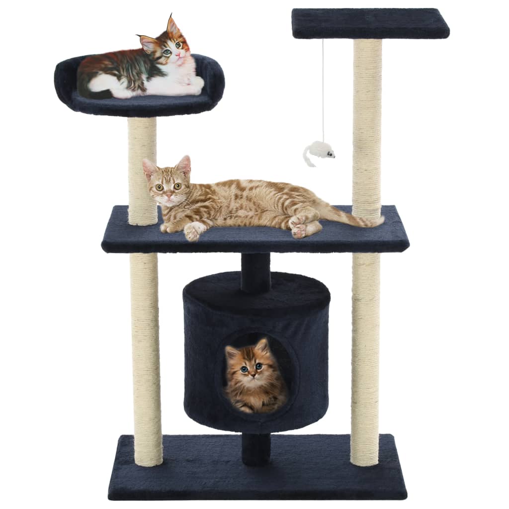 vidaXL Cat Tree | Dark Blue | Engineered wood, Carton, Plush fabric, Sisal rope 1