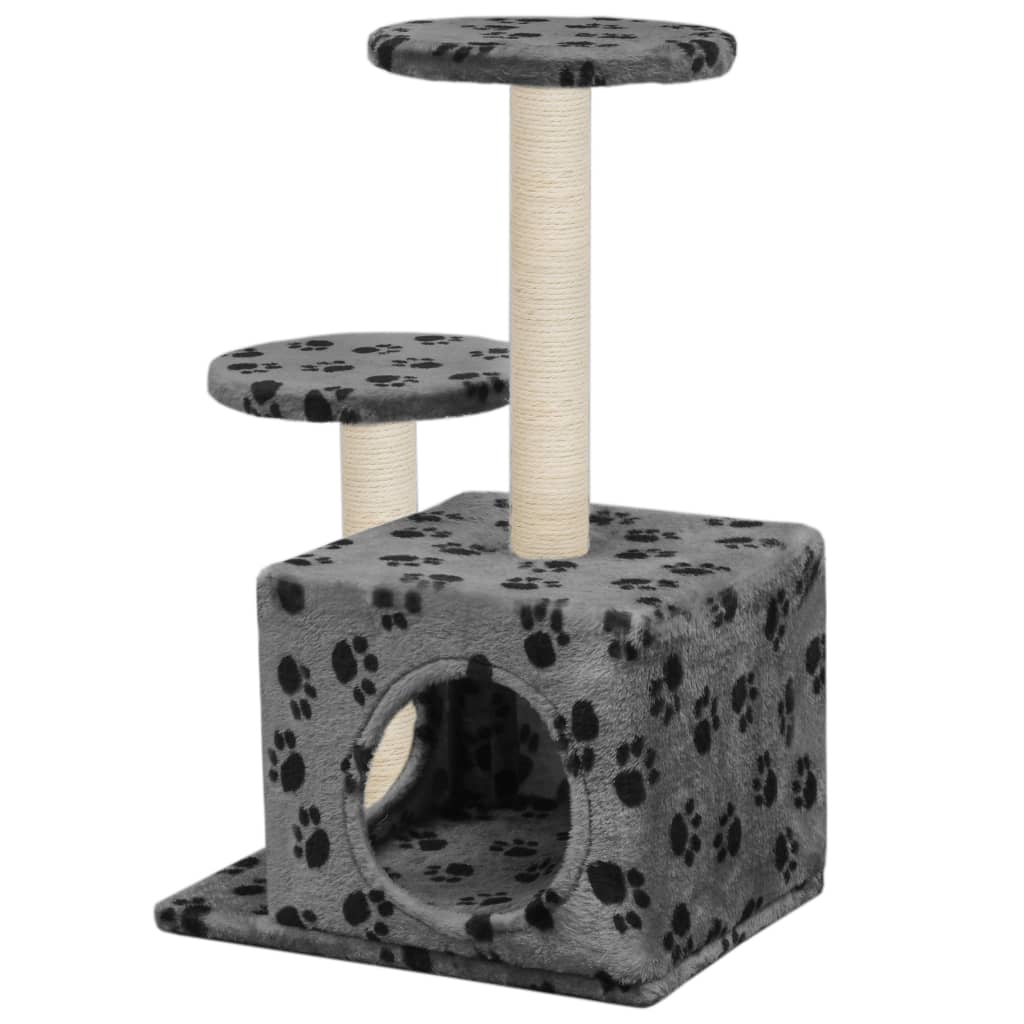 vidaXL Cat Tree | Grey with paw prints 3