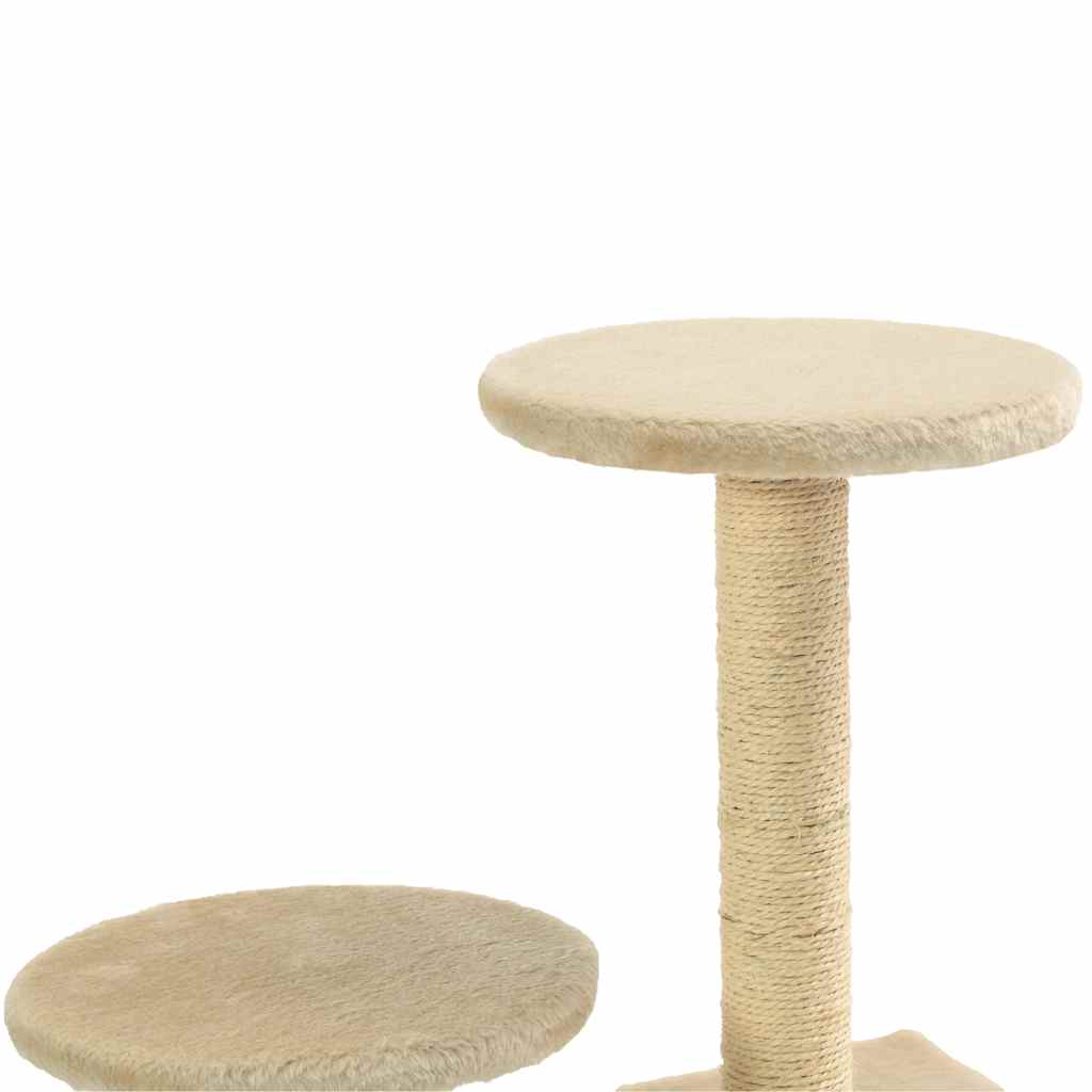 vidaXL Cat Tree | Beige | Engineered wood, plush fabric, sisal rope | Small 6