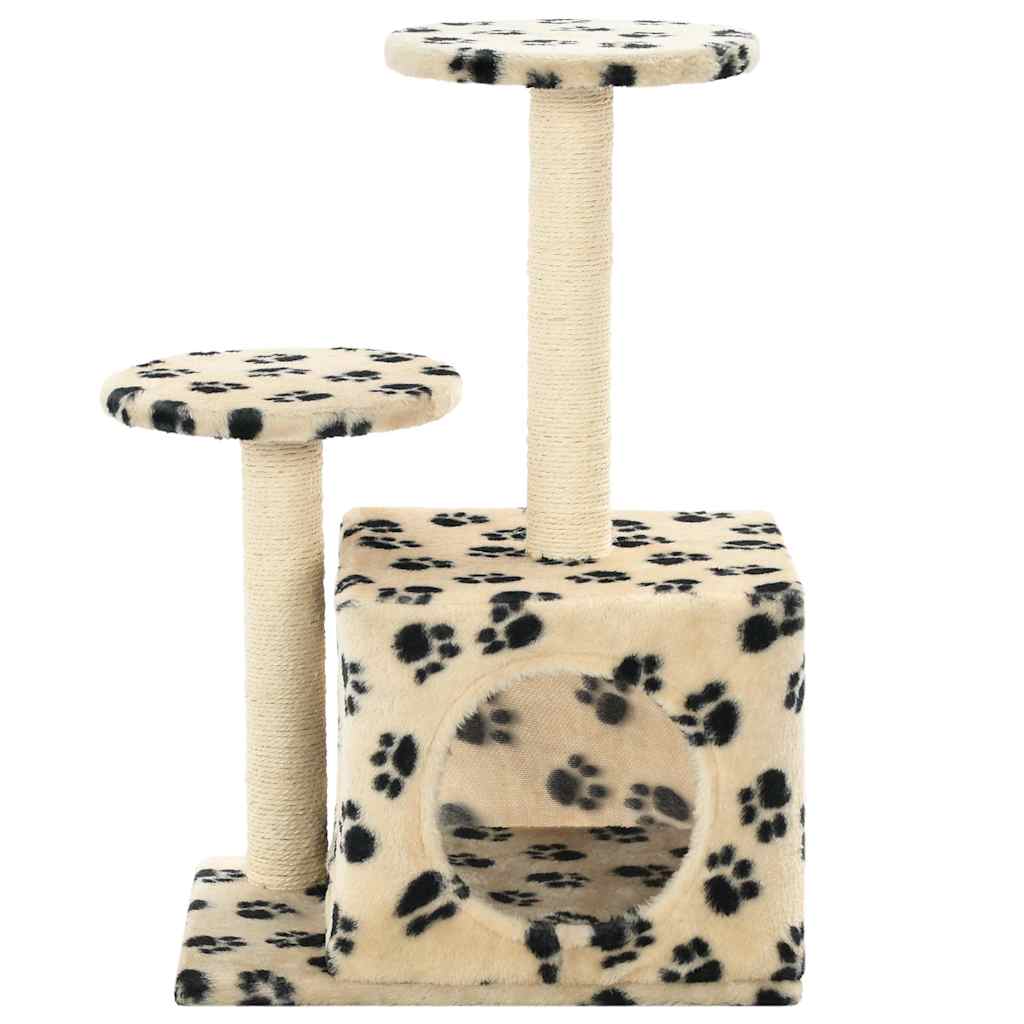 vidaXL Cat Tree | Beige with paw prints 4
