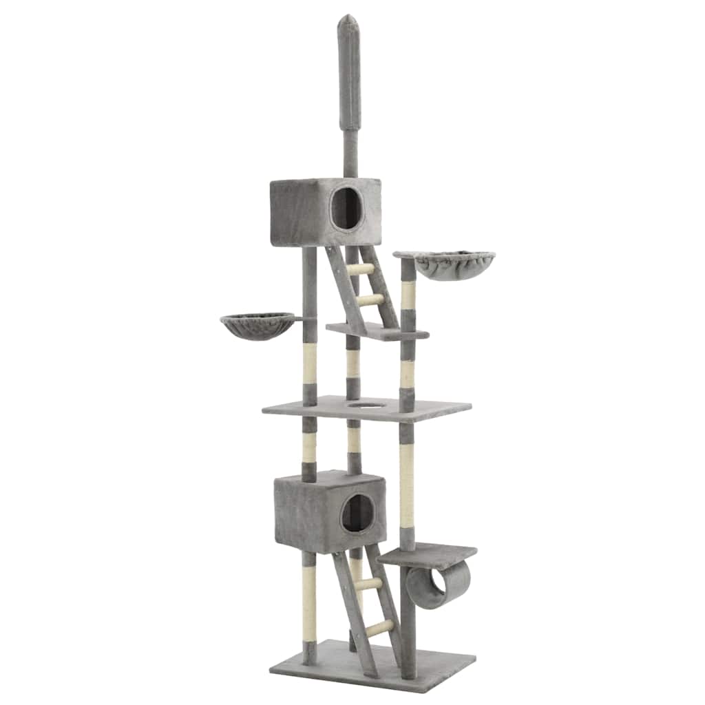 170522 vidaXL Cat Tree with Sisal Scratching Posts 230-260 cm Grey 2