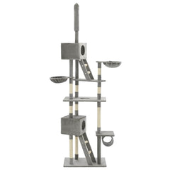 170522 vidaXL Cat Tree with Sisal Scratching Posts 230-260 cm Grey 3