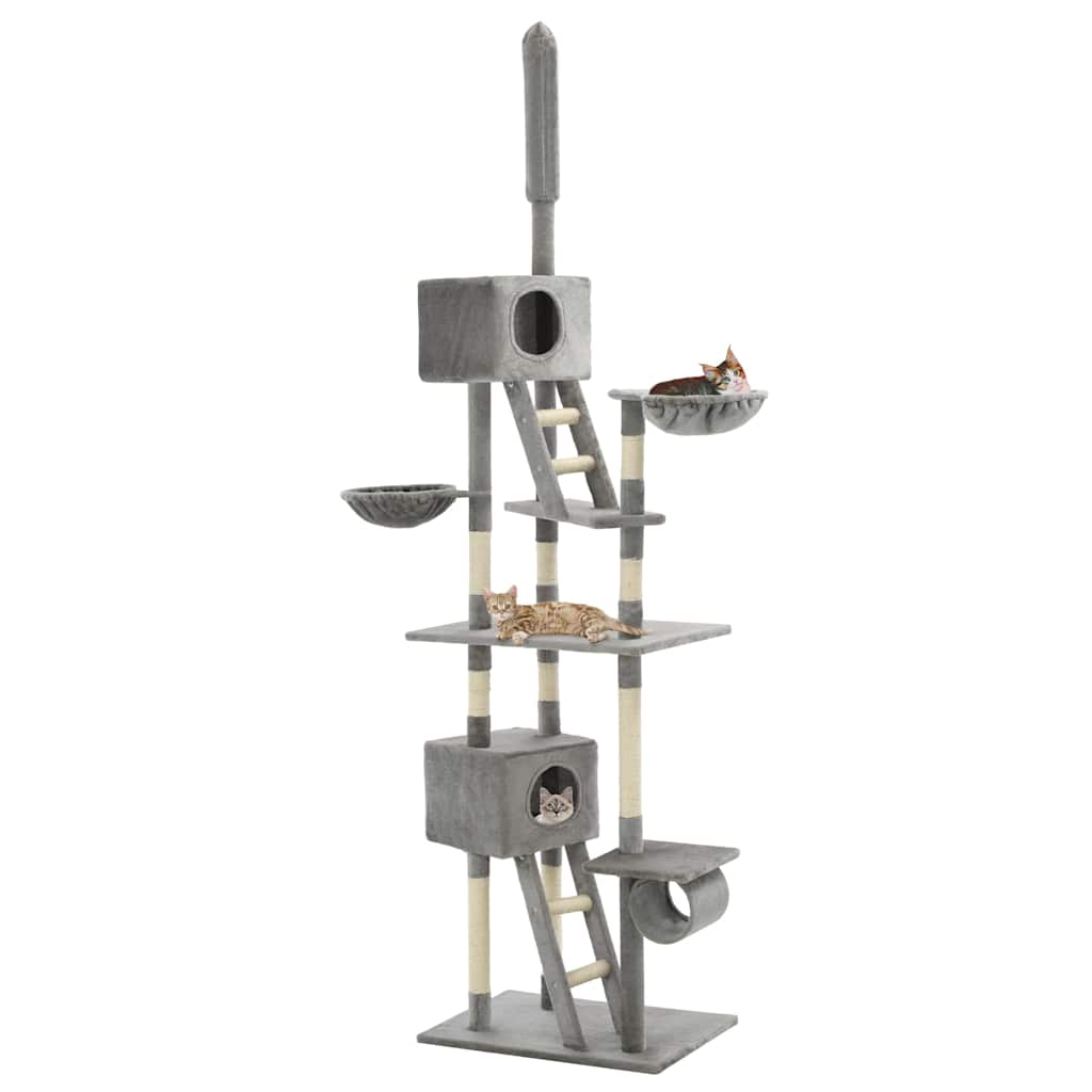 170522 vidaXL Cat Tree with Sisal Scratching Posts 230-260 cm Grey 1