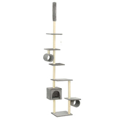 vidaXL Cat Tree | Grey | Engineered wood, carton, plush fabric, sisal rope 2