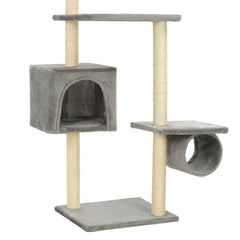 vidaXL Cat Tree | Grey | Engineered wood, carton, plush fabric, sisal rope 6