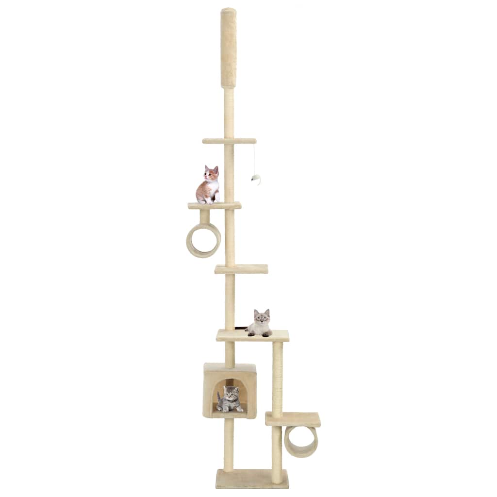 vidaXL Cat Tree with Sisal Scratching Posts 260 cm Beige 1