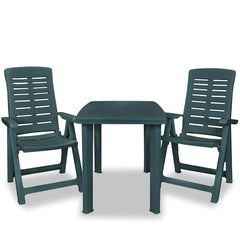 vidaXL 3 Piece Bistro Set Plastic Green 2