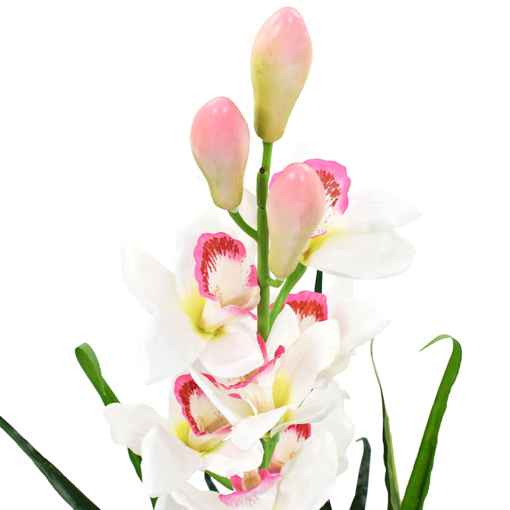 vidaXL Artificial Plant | Green and white | Fabric flowers, plastic leaves 2