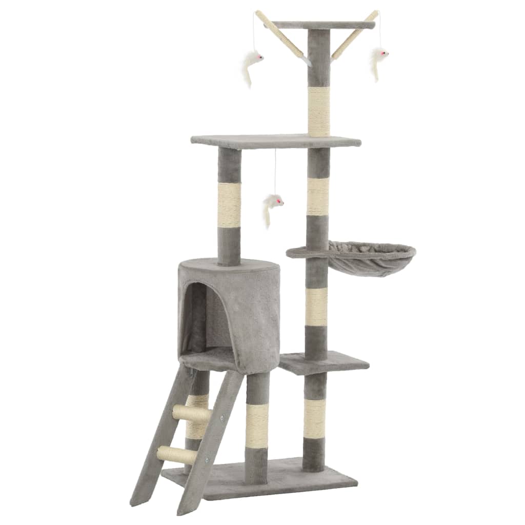 vidaXL Cat Tree | Grey | Particle board, plush, sisal | 138 cm tall | Durable 2