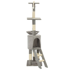 vidaXL Cat Tree | Grey | Particle board, plush, sisal | 138 cm tall | Durable 4