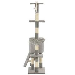 vidaXL Cat Tree | Grey | Particle board, plush, sisal | 138 cm tall | Durable 5