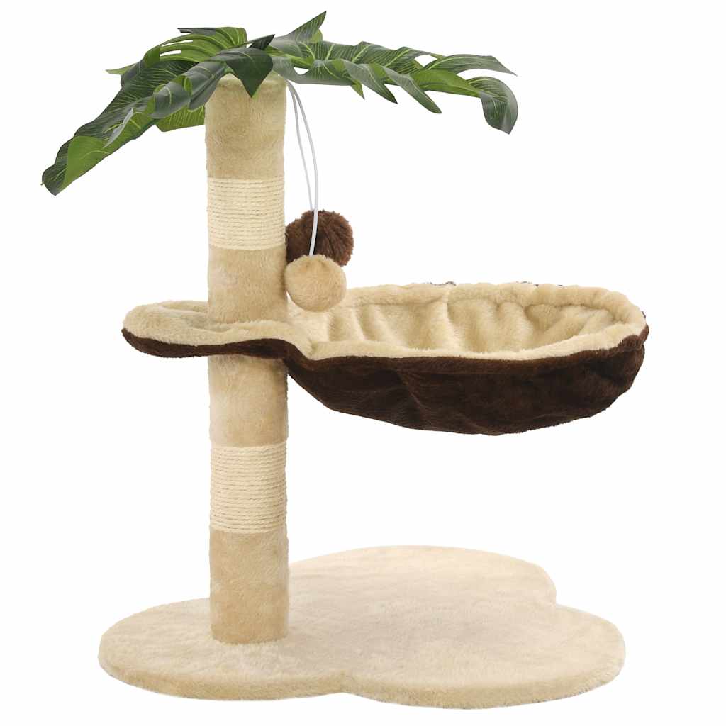 vidaXL Cat Tree | Beige and Brown | Particle Board, Plush, Sisal Rope | Small 2
