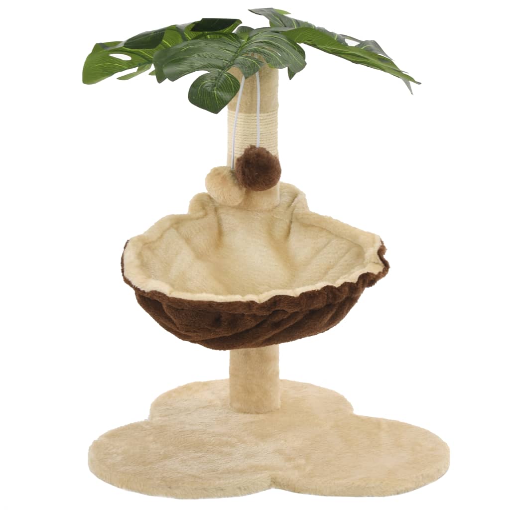 vidaXL Cat Tree | Beige and Brown | Particle Board, Plush, Sisal Rope | Small 3
