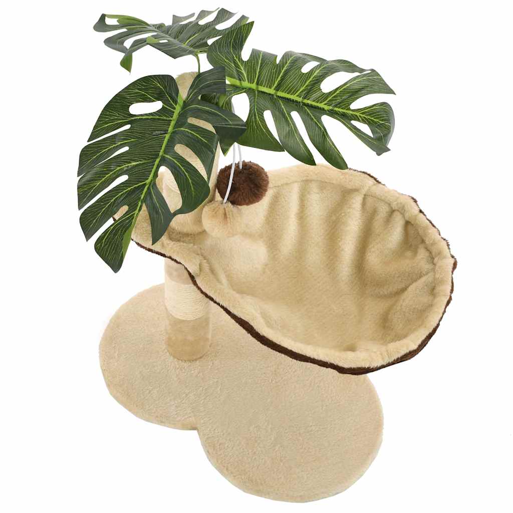 vidaXL Cat Tree | Beige and Brown | Particle Board, Plush, Sisal Rope | Small 5