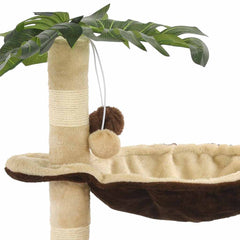 vidaXL Cat Tree | Beige and Brown | Particle Board, Plush, Sisal Rope | Small 6