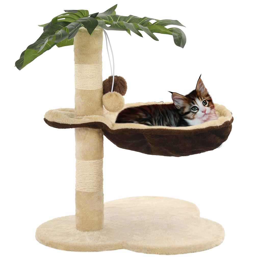 vidaXL Cat Tree | Beige and Brown | Particle Board, Plush, Sisal Rope | Small 1
