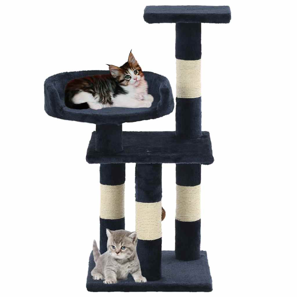 vidaXL Cat Tree | Blue | Particle board, plush, sisal rope | Medium | Durable 2