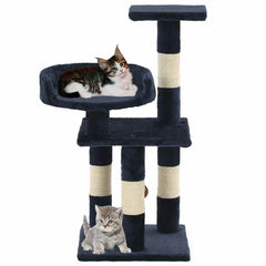 vidaXL Cat Tree | Blue | Particle board, plush, sisal rope | Medium | Durable 2