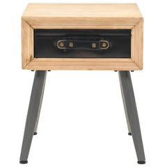 vidaXL Bedside Table | Wood Brown, Black | Solid Fir Wood, MDF, PU 2