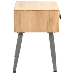 vidaXL Bedside Table | Wood Brown, Black | Solid Fir Wood, MDF, PU 3