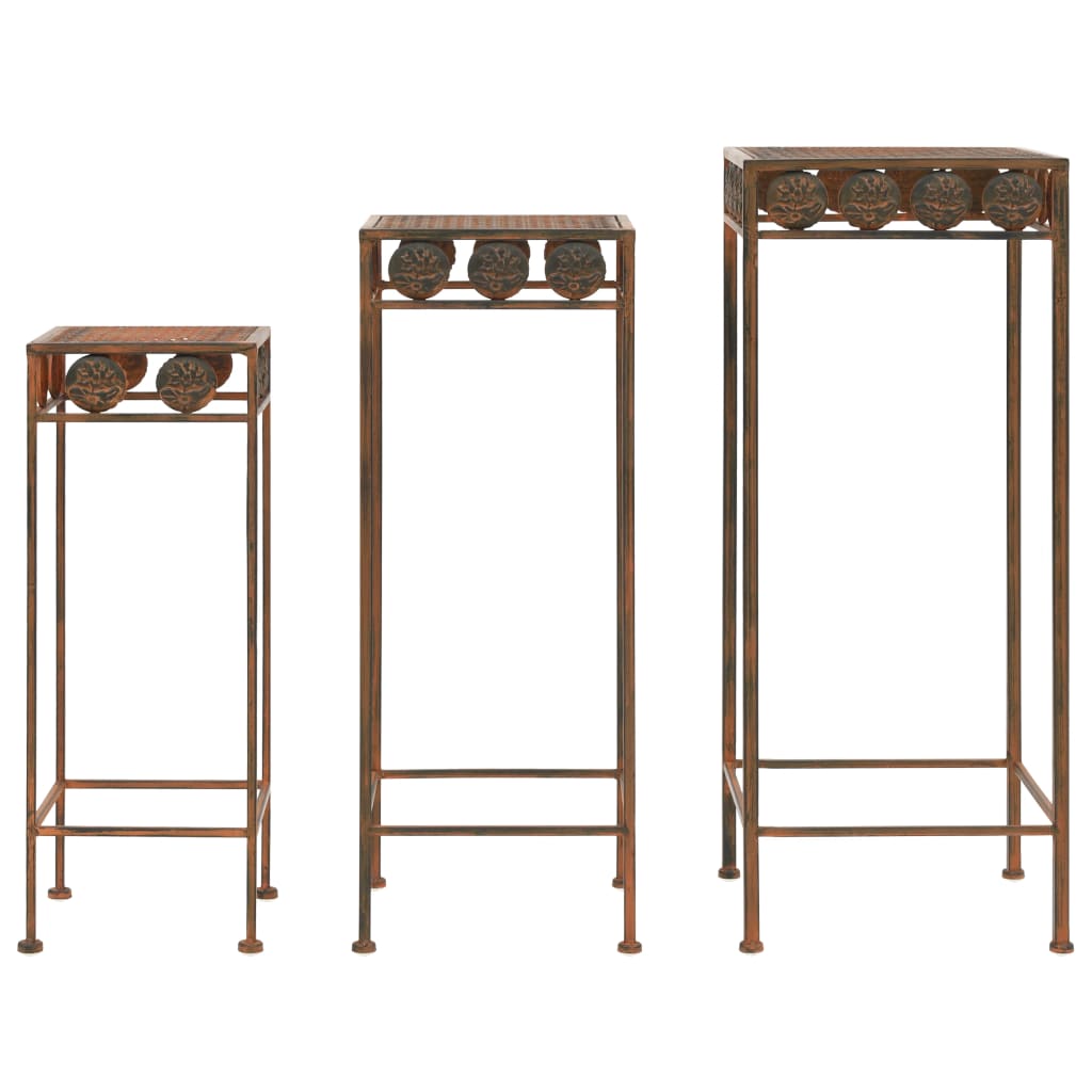 245928 vidaXL Plant Stand Set 3 Pieces Vintage Style Metal Rusty 1