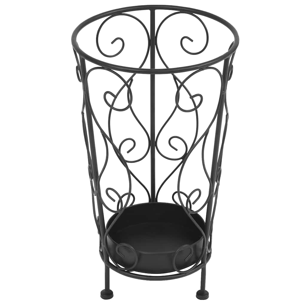 vidaXL Umbrella Stand | Black | Metal | Medium | Decorative Inlays 2
