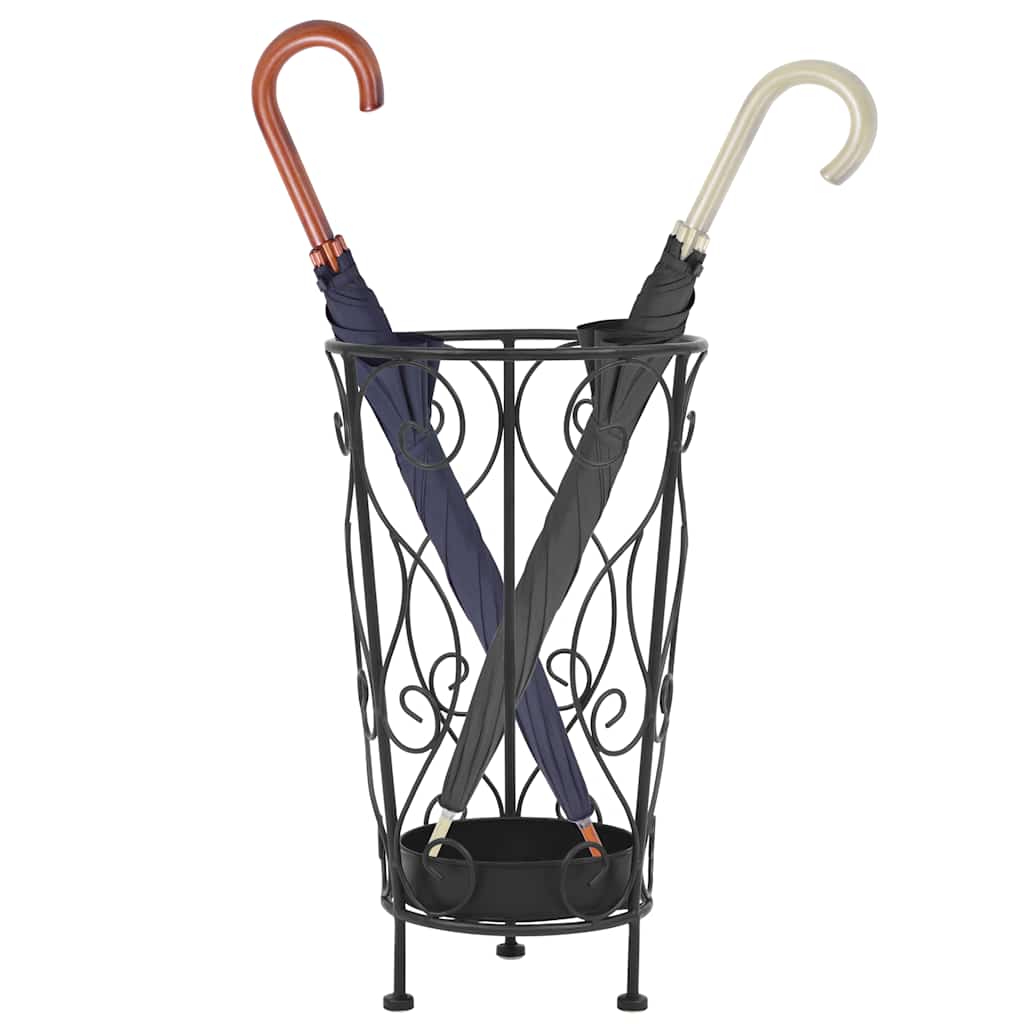 vidaXL Umbrella Stand | Black | Metal | Medium | Decorative Inlays 3