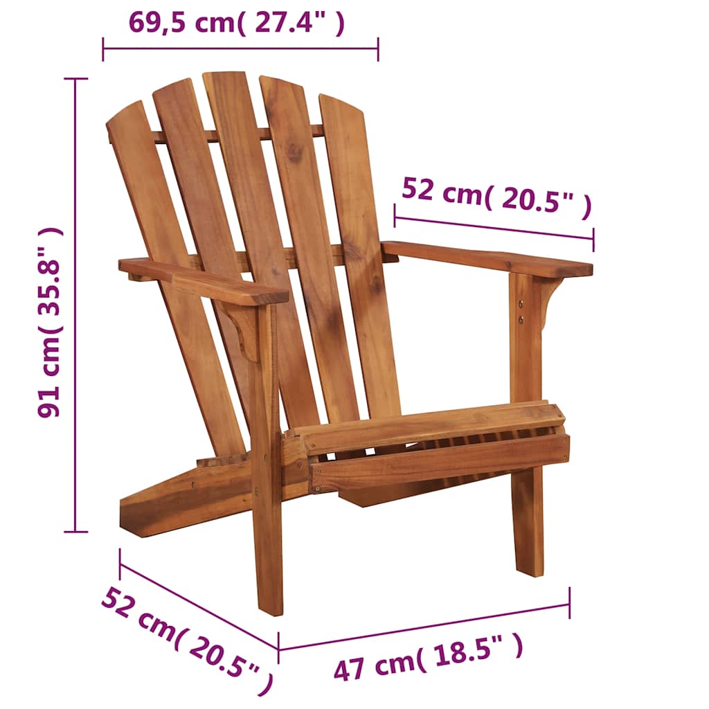 44116 vidaXL Garden Adirondack Chair Solid Acacia Wood 3