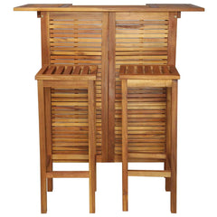 5 Piece Garden Bar Set Solid Wood Acacia Bar stools with square seat 2