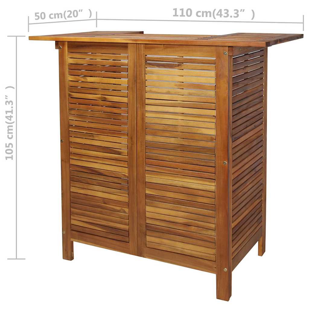 5 Piece Garden Bar Set Solid Wood Acacia Bar stools with square seat 2