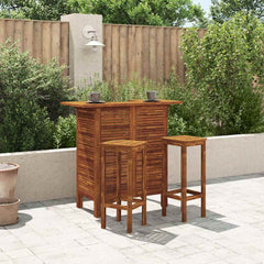 5 Piece Garden Bar Set Solid Wood Acacia Bar stools with square seat 2