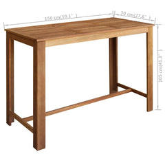 vidaXL Bar Table Solid Acacia Wood 150x70x105 cm 6