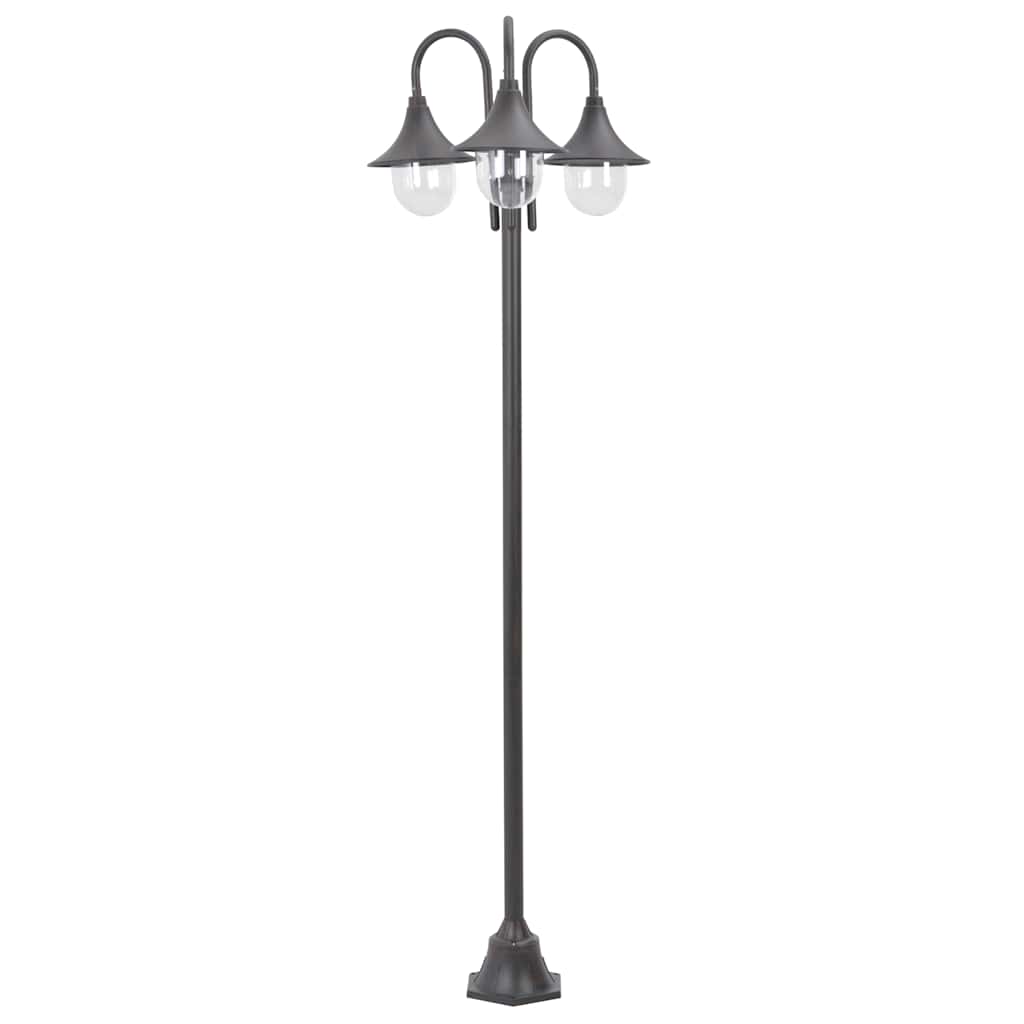 44207 vidaXL Garden Post Light E27 220 cm Aluminium 3-Lantern Bronze 1